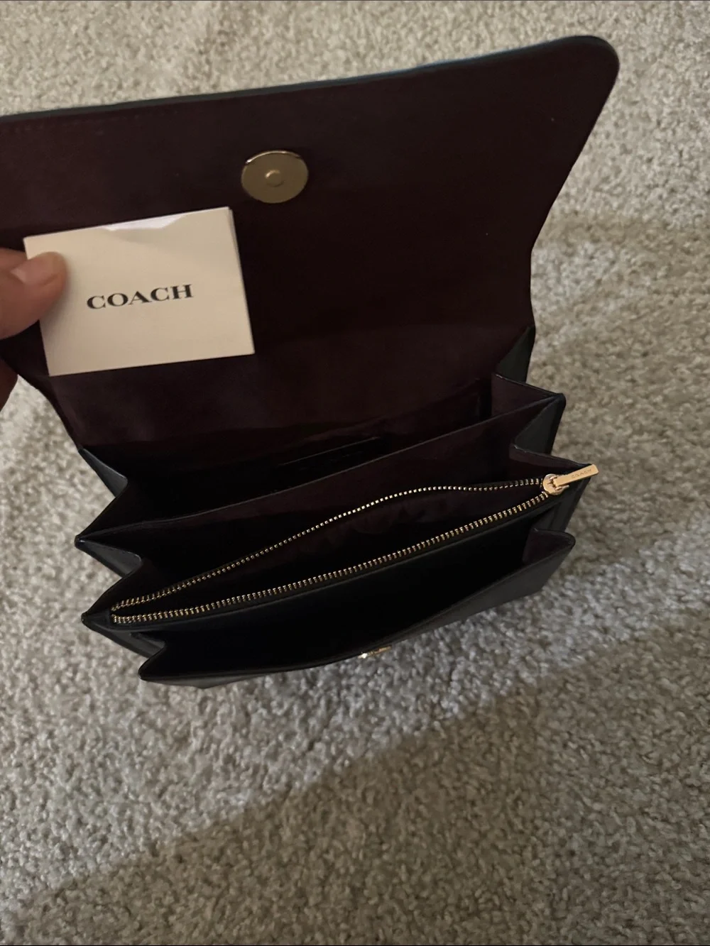 Coach Black Quilted Leather Crossbody with Gold Chain